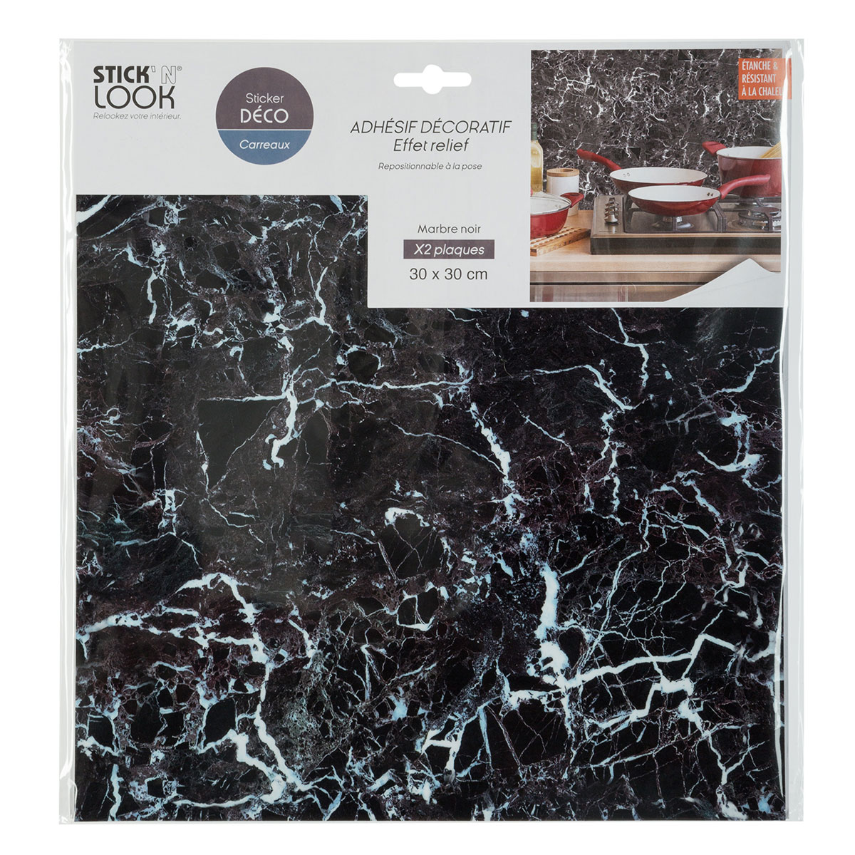 Αυτοκόλλητα Πλακάκια (Σετ 2τμχ) S-D Marble 150538B Black