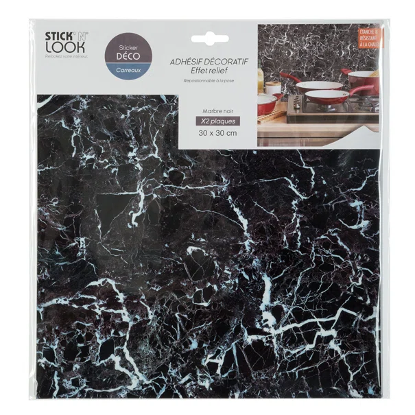 Αυτοκόλλητα Πλακάκια (Σετ 2τμχ) S-D Marble 150538B Black