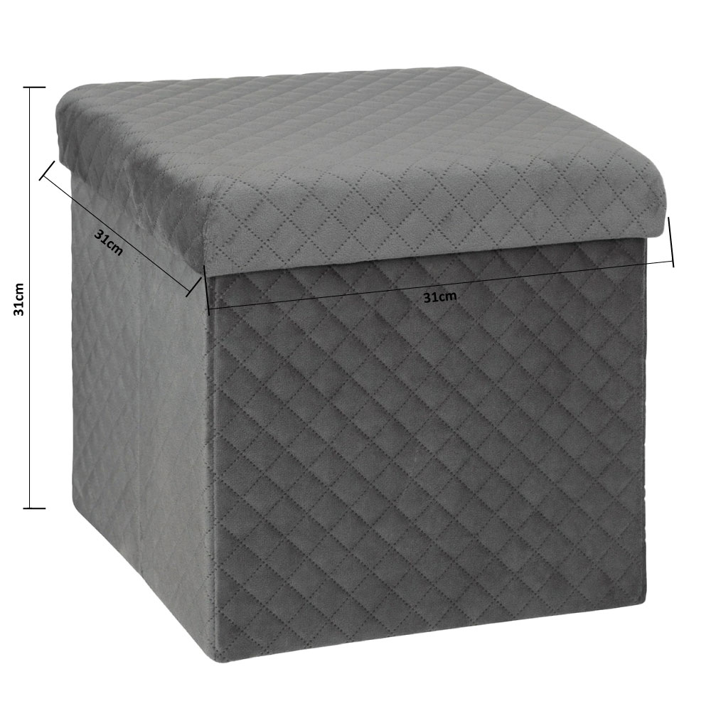 Σκαμπό με Αποθηκευτικό Χώρο (31X31X31) F-V Velvet Grey 167845E Έπιπλα Spitishop