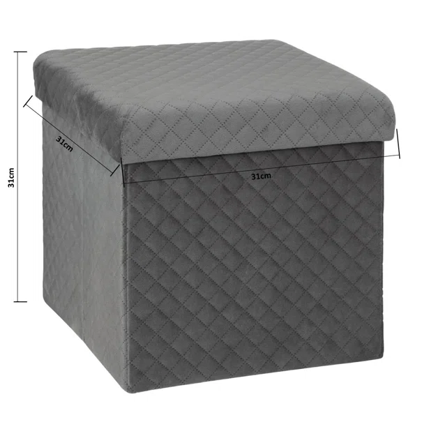 Σκαμπό Με Αποθηκευτικό Χώρο (31x31x31) F-V Velvet Grey 167845E