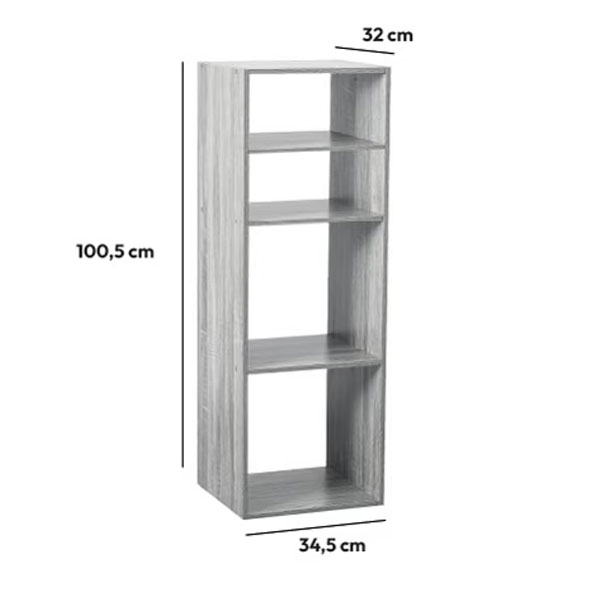 Βιβλιοθήκη Δαπέδου 4 Θέσεων (34 5X32X100 5) F-V Mix Grey 138927A Έπιπλα Βιβλιοθήκες - Ραφιέρες Μοντέρνες Spitishop