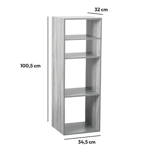Βιβλιοθήκη Δαπέδου 4 Θέσεων (34.5x32x100.5) F-V Mix Grey 138927A
