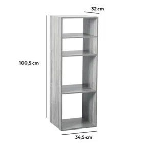 Βιβλιοθήκη Δαπέδου 4 Θέσεων (34.5x32x100.5) F-V Mix Grey 138927A
