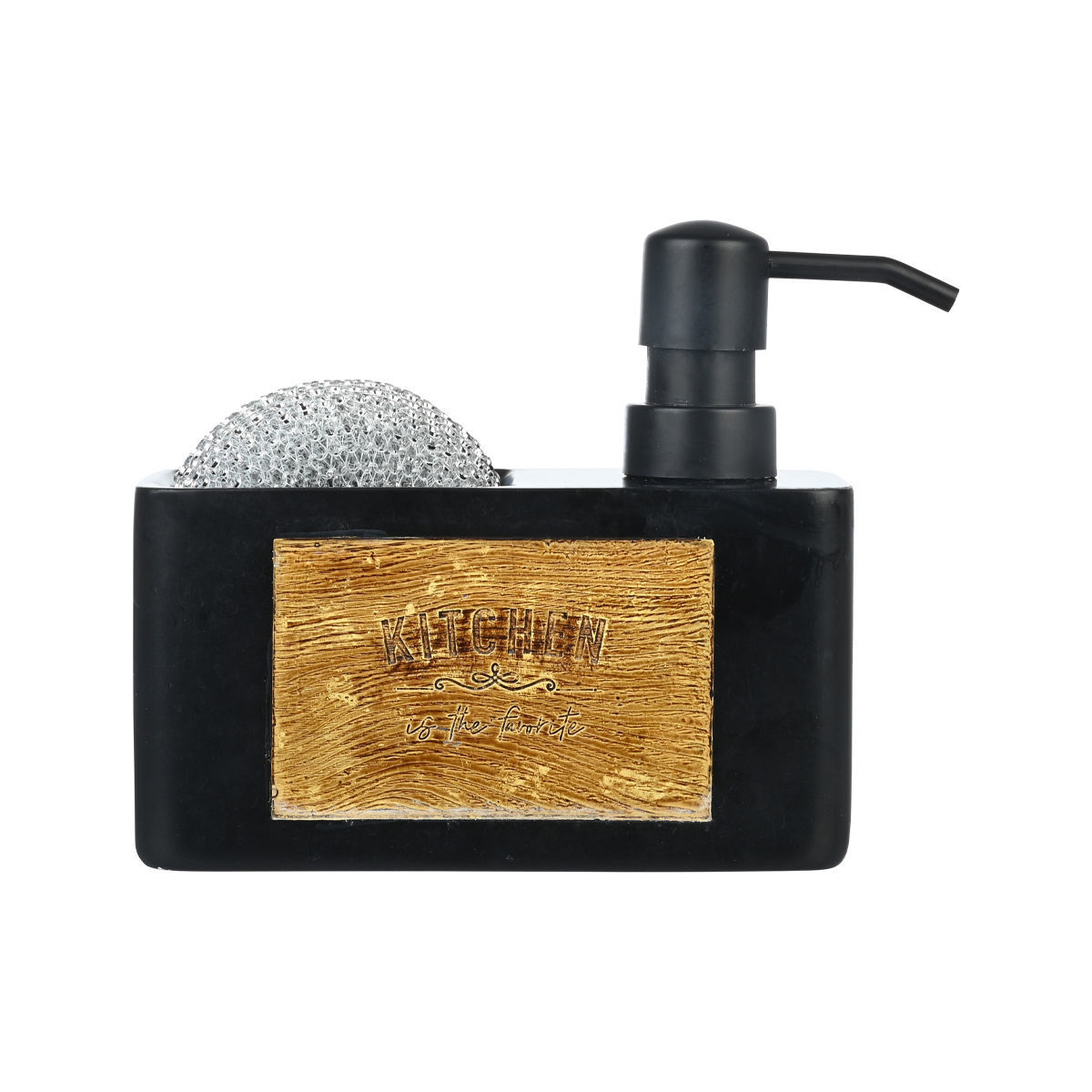 Δοχείο Υγρού Πιάτων + Θήκη Για Σφουγγάρι Homely Black Matte 02-18122