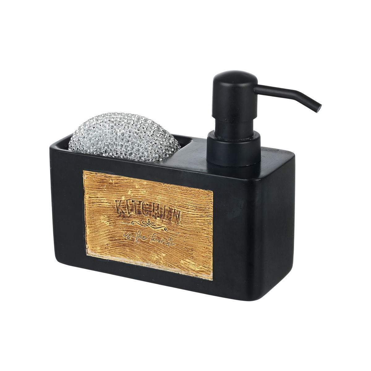 Δοχείο Υγρού Πιάτων + Θήκη Για Σφουγγάρι Homely Black Matte 02-18122
