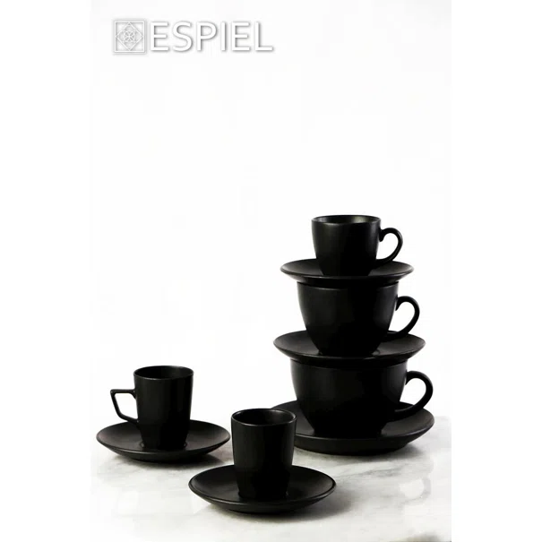 Φλυτζάνι Καφέ 310ml + Πιατάκι Espiel Morgan Black OW2051K6