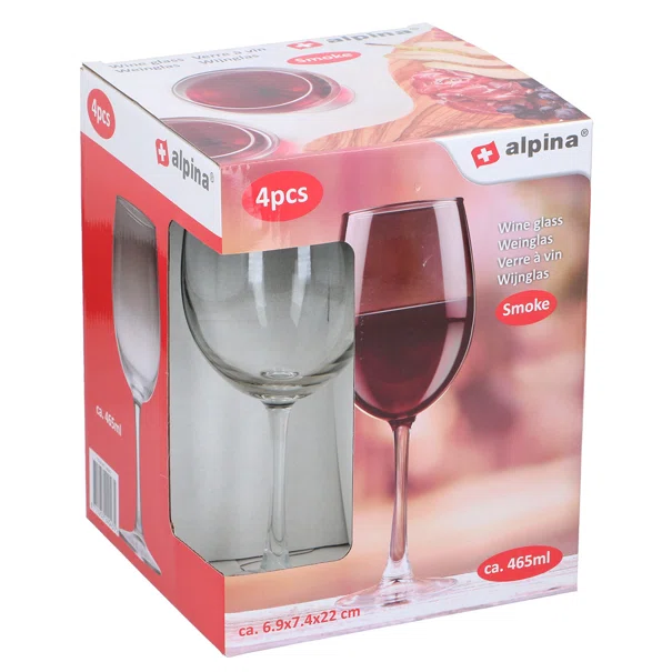 Ποτήρια Κρασιού Κολωνάτα 465ml (Σετ 4τμχ) Alpina 871125224043