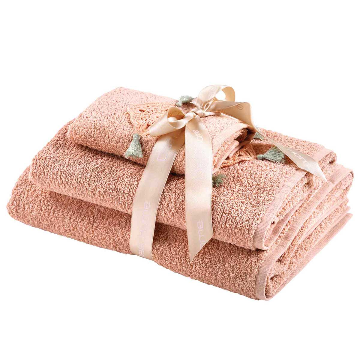 Πετσέτες Μπάνιου (Σετ 3Τμχ) Das Home Daily Line 0729 Salmon 500Gsm Λευκά Είδη Σετ Spitishop