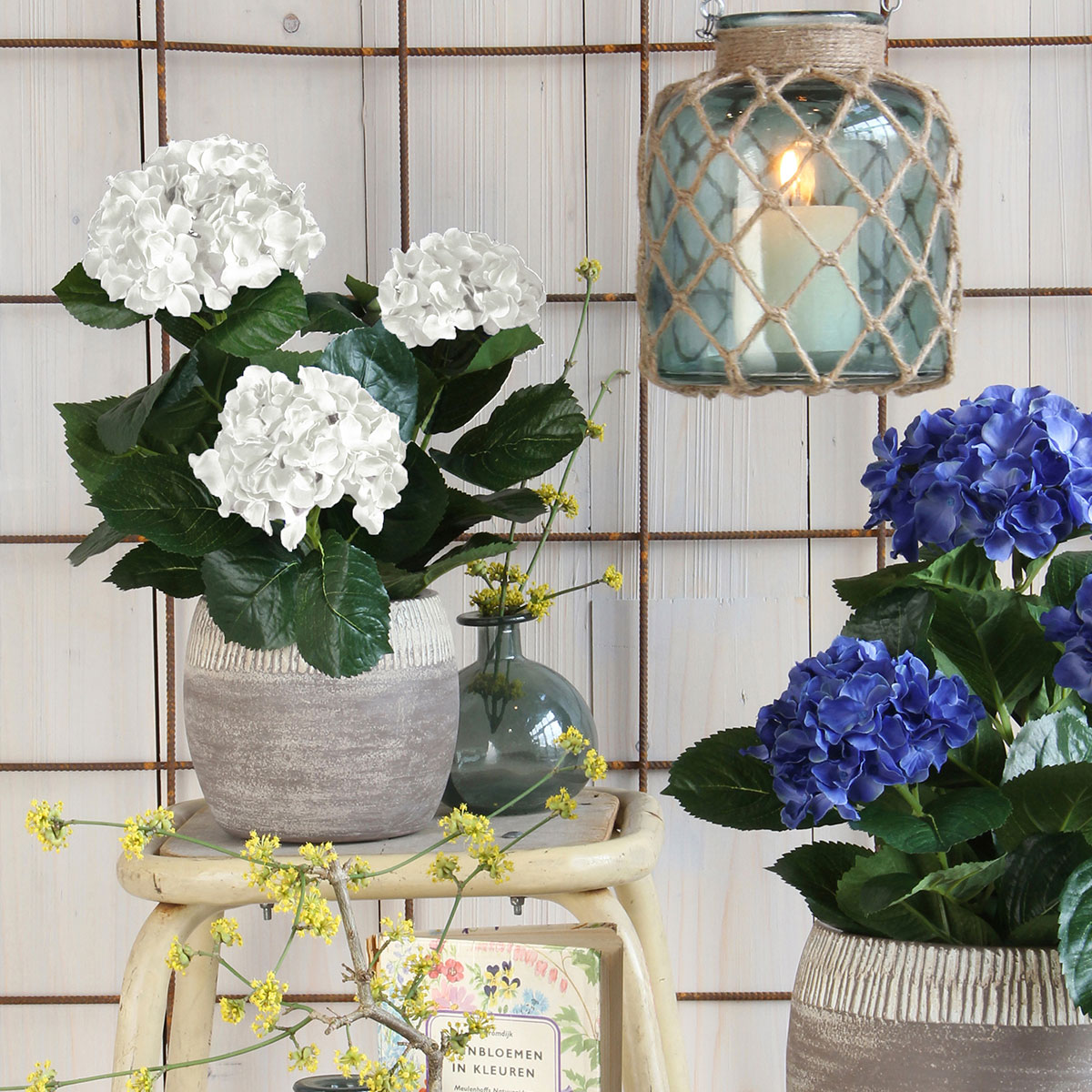 Τεχνητό Λουλούδι Σε Γλάστρα 45εκ. Edelman Hortensia White 947278