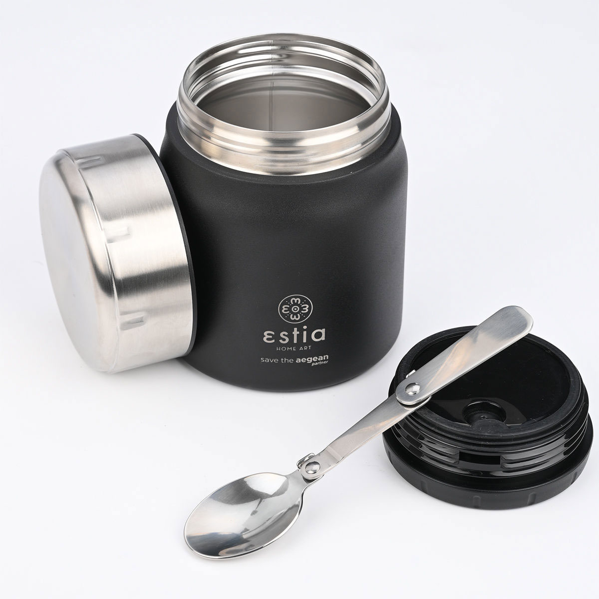 Θερμός Φαγητού 500Ml Κουτάλι Estia Save The Aegean Midnight Black 01-21658 Παιδικά Είδη & Αξεσουάρ Σερβιρίσματος Spitishop