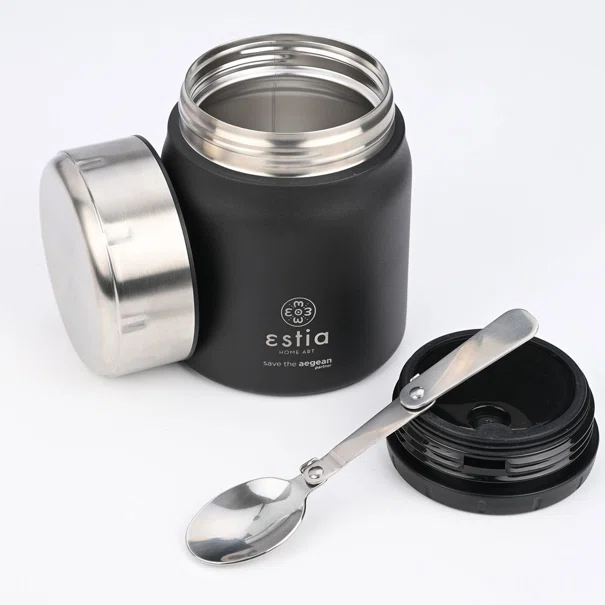 Θερμός Φαγητού 500ml & Κουτάλι Estia Save The Aegean Midnight Black 01-21658