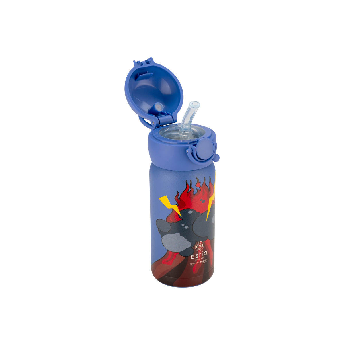 Παγούρι - Θερμός 350Ml με Καλαμάκι Estia Save The Aegean Lava Splash 01-23508 Παιδικά Είδη Φαγητού & Αξεσουάρ Σερβιρίσματος Παγούρια Spitishop