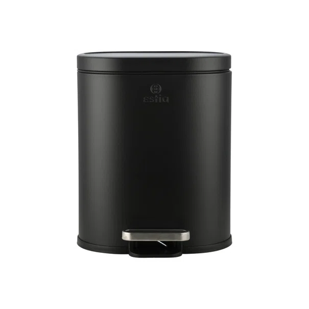 Κάδος Απορριμμάτων Μπάνιου (24.4x21.5x29.4) Estia 6lt Ovoid Μαύρο 02-21436