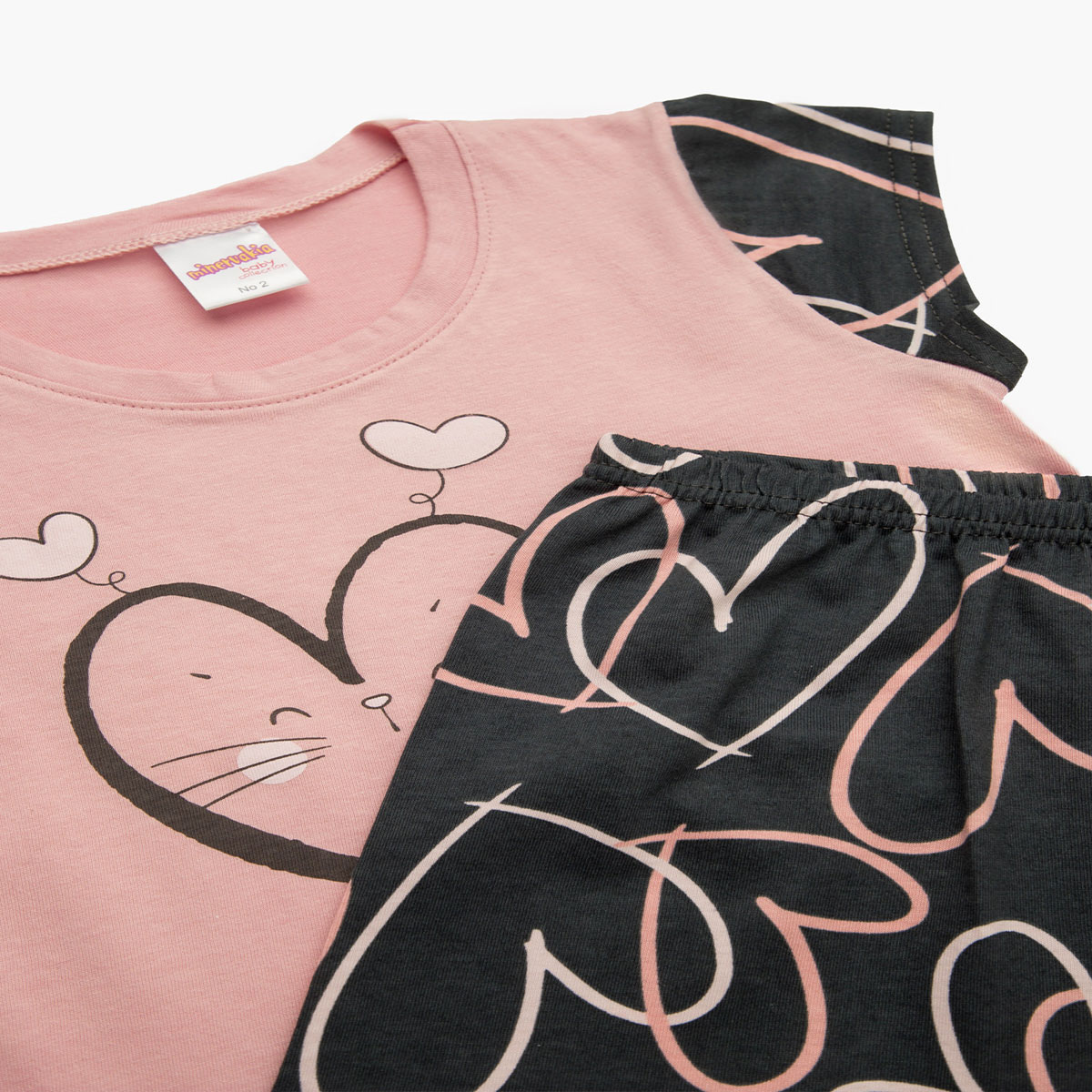 Πιτζάμα Παιδική Καλοκαιρινή Minervakia Lovely Cats 62202-371 Pink Silver