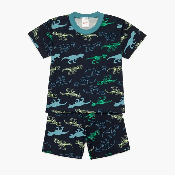 Πιτζάμα Παιδική Καλοκαιρινή Minervakia Pineapple-Dino 62218-213 Blue Green