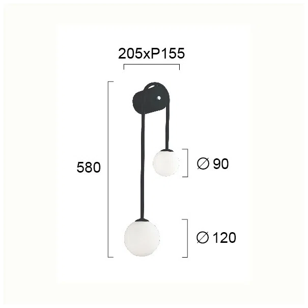Απλίκα Τοίχου Viokef Polina Black 4266300
