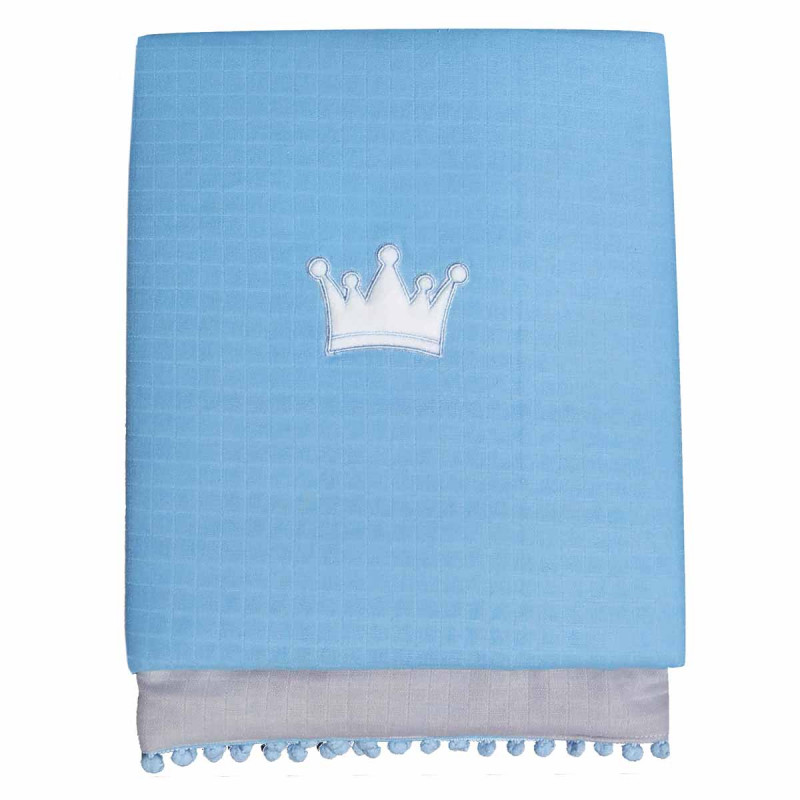Κουβερλί Μουσελίνα Λίκνου (80X120) Morven Lolly 1904 Blue Βρεφικά Προίκα Μωρού Spitishop