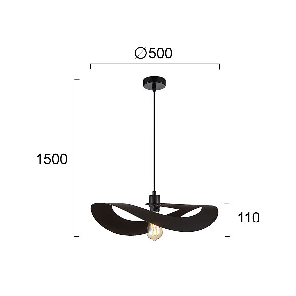Φωτιστικό Οροφής Μονόφωτο Viokef Mas Black 4304400 Φωτιστικά Κρεμαστά Spitishop