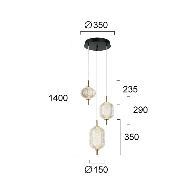 Φωτιστικό Οροφής Τρίφωτο Led Viokef Pellucid 4297700 Φωτιστικά Κρεμαστά Spitishop