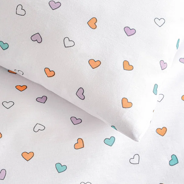 Παπλωματοθήκη Μονή (Σετ 160x250) Rythmos Symbol Tiny Heart White