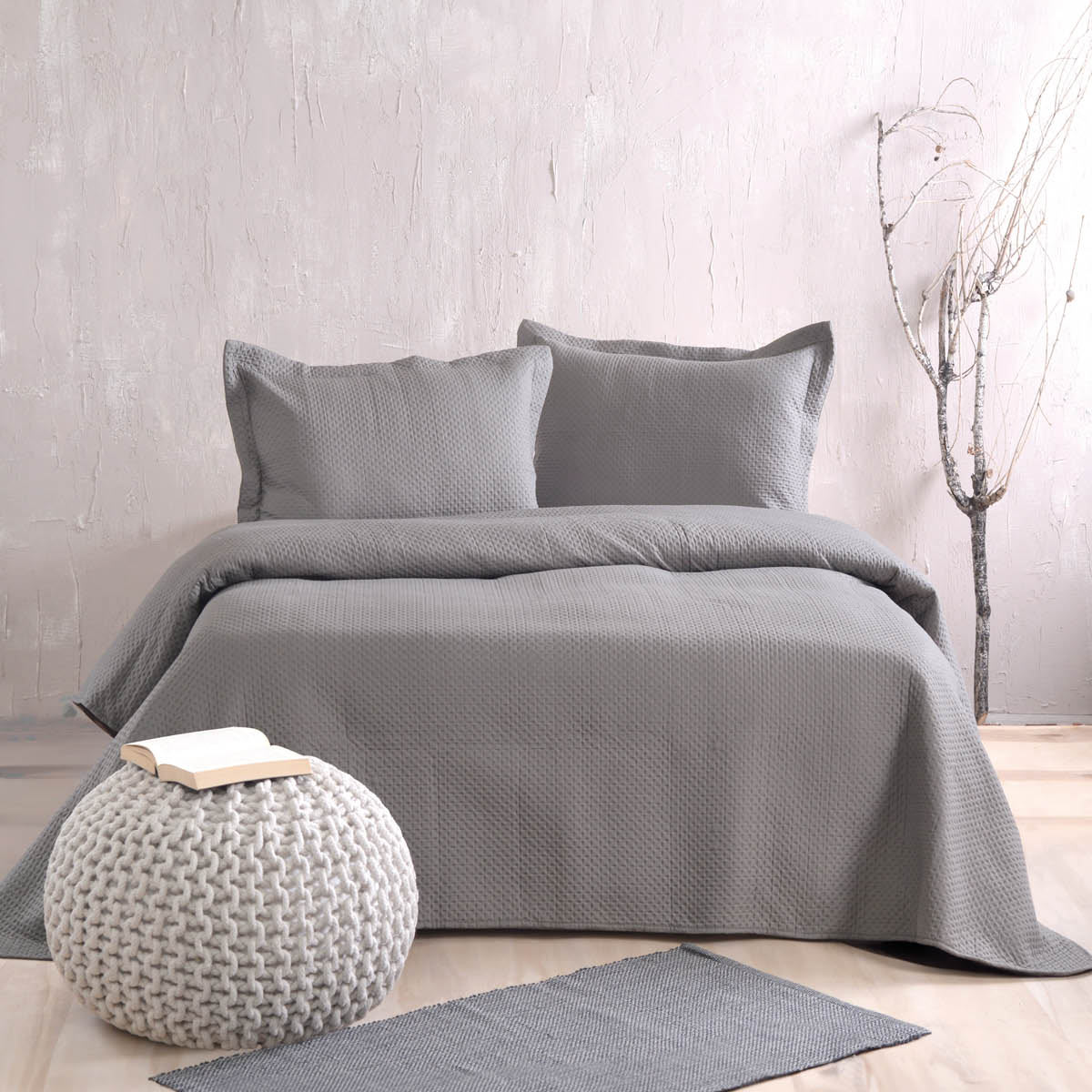 Κουβερλί Υπέρδιπλο (Σετ 220x240) Rythmos Allure Grey