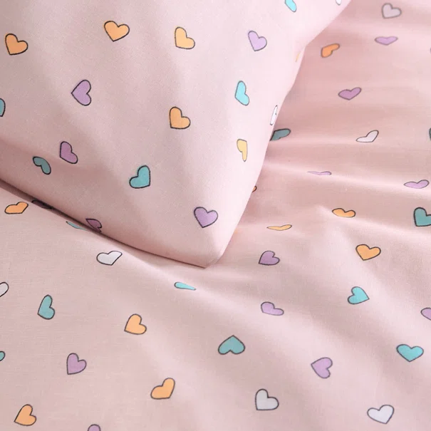 Σεντόνι Λίκνου Επίπεδο (80x110) Rythmos Tiny Heart Salmon