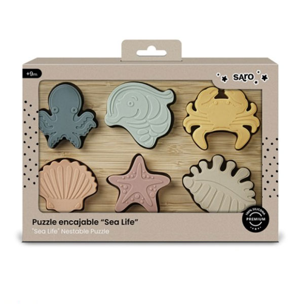 Ξύλινο Παζλ με 6 Σφηνώματα Saro Sea Life 3330 Παιχνίδια Βρεφικά για Μωρά - 12 Μηνών Spitishop