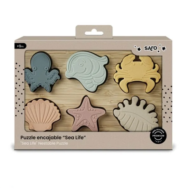Ξύλινο Παζλ Με 6 Σφηνώματα Saro Sea Life 3330