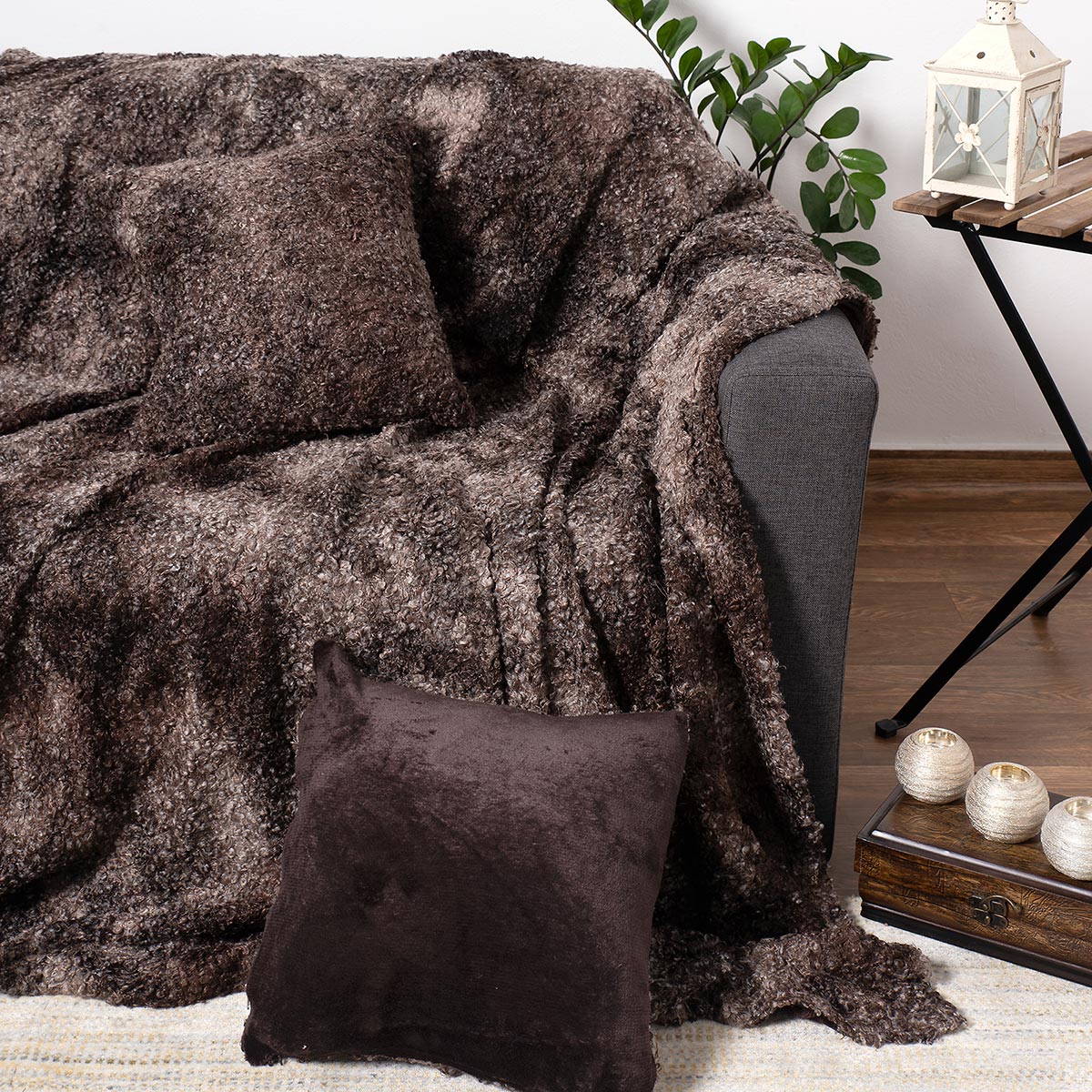 Ριχτάρι Καναπέ Τριθέσιου Γούνινο (180x320) Silk Fashion Astrakan Brown