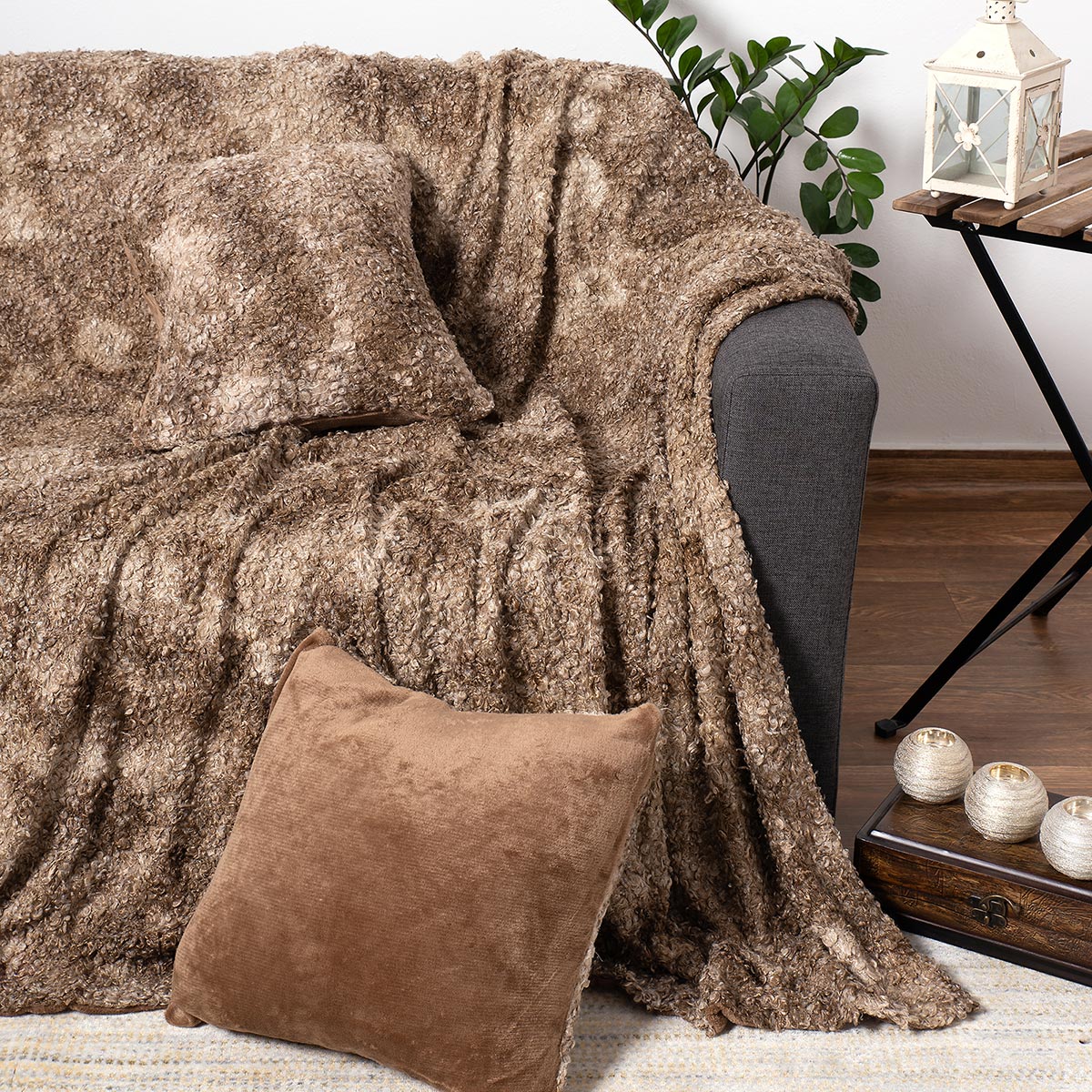 Ριχτάρι Καναπέ Τριθέσιου Γούνινο (180x320) Silk Fashion Astrakan Beige