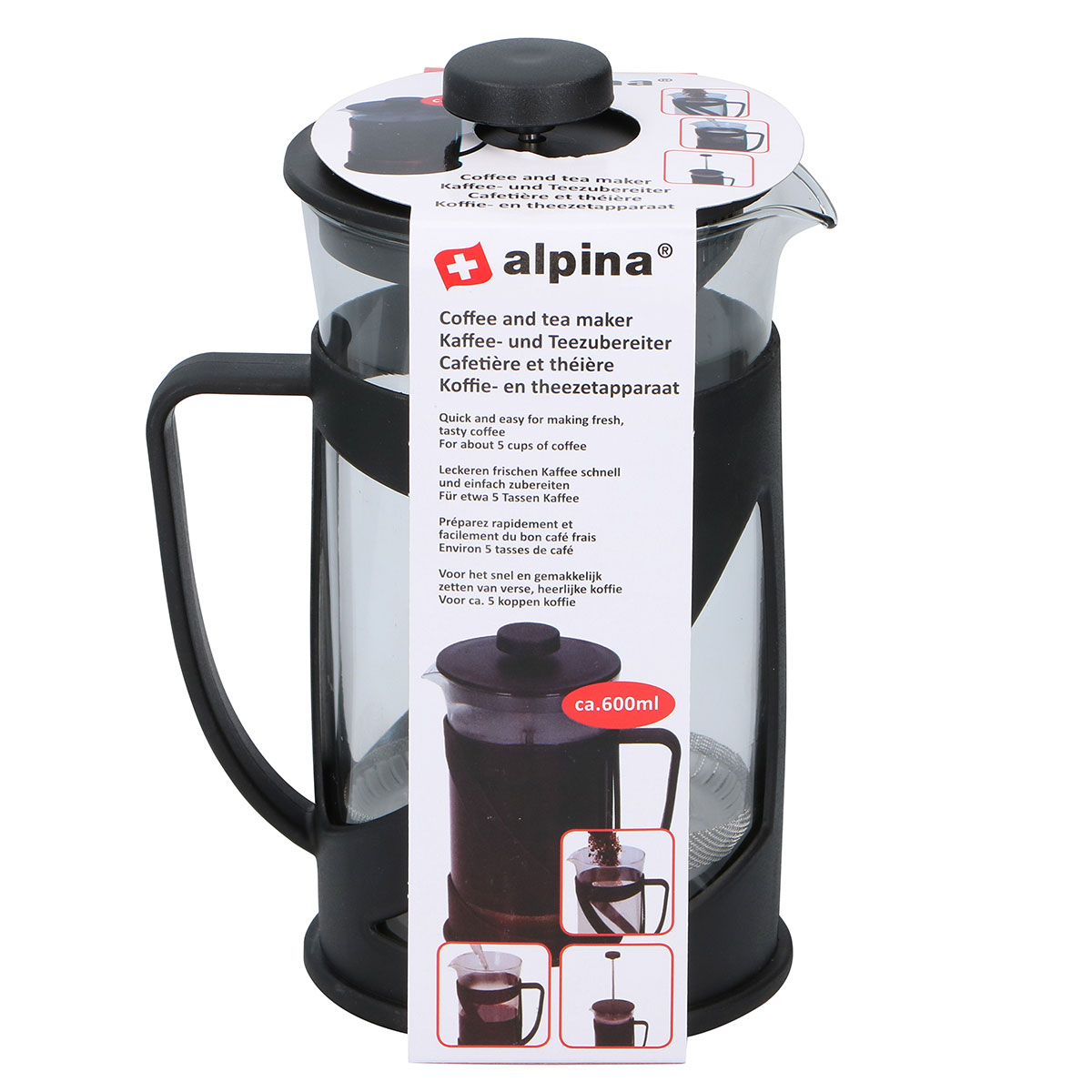 Καφετιέρα Γαλλικού Χειρός Με Έμβολο 600ml Alpina 871125211499