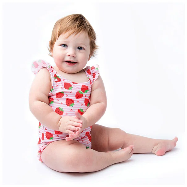 Παιδικό Ολόσωμο Μαγιό Αμάνικο Zoocchini Strawberry