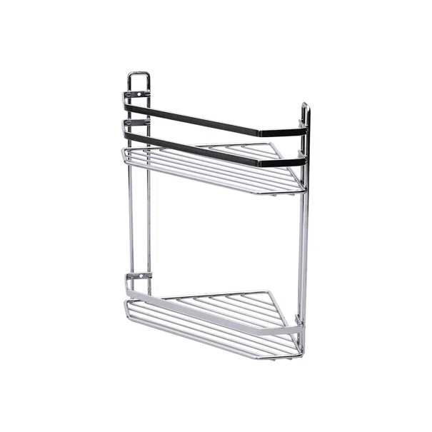 Γωνιακή Ραφιέρα Μπάνιου Διπλή (20.2x20.2x31.7) Estia Elegant Chrome 02-6457
