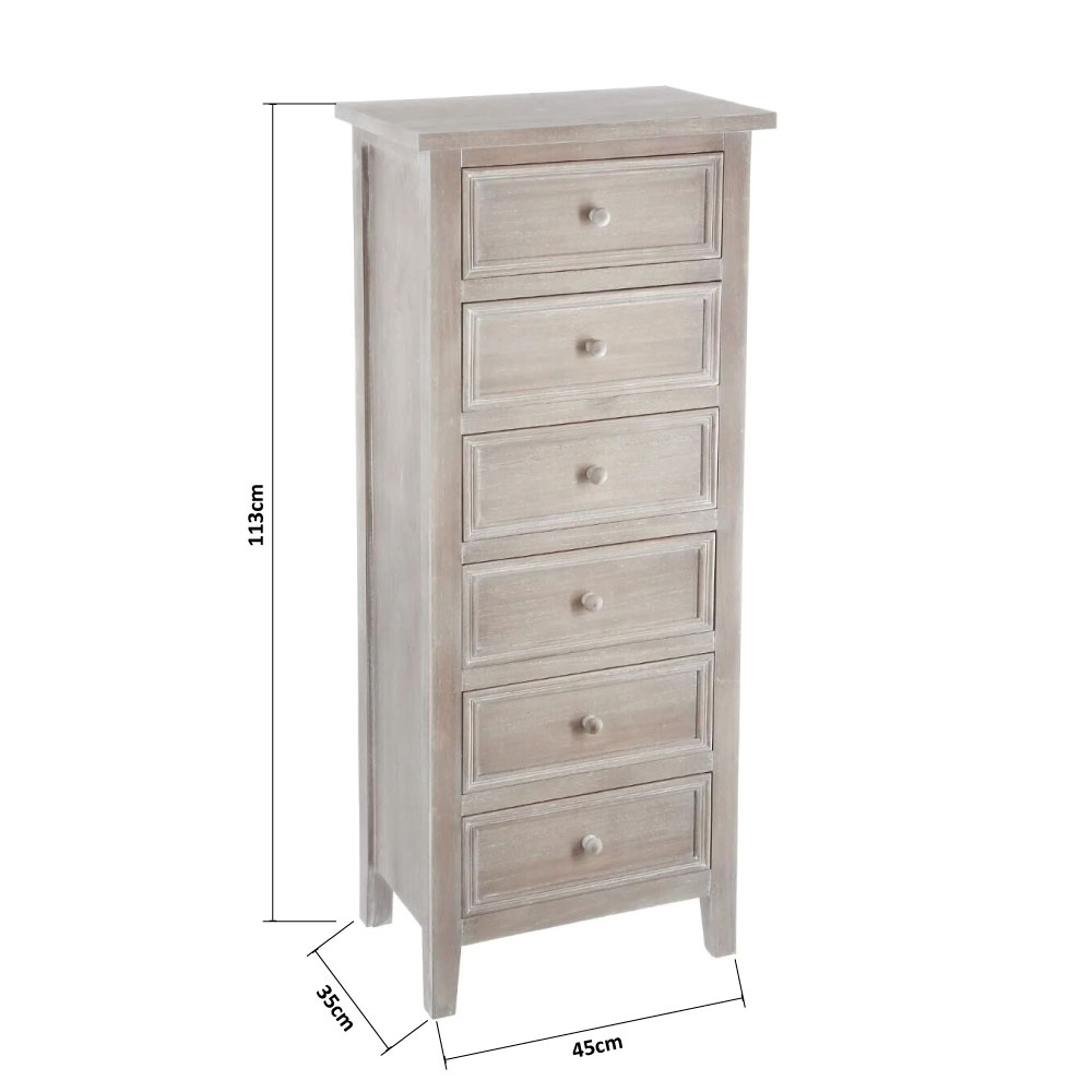 Συρταριέρα 6 Θέσεων (45X35X113) A-S Charme Natural 102214C Έπιπλα Συρταριέρες - Ντουλάπια Κρεβατοκάμαρας Spitishop