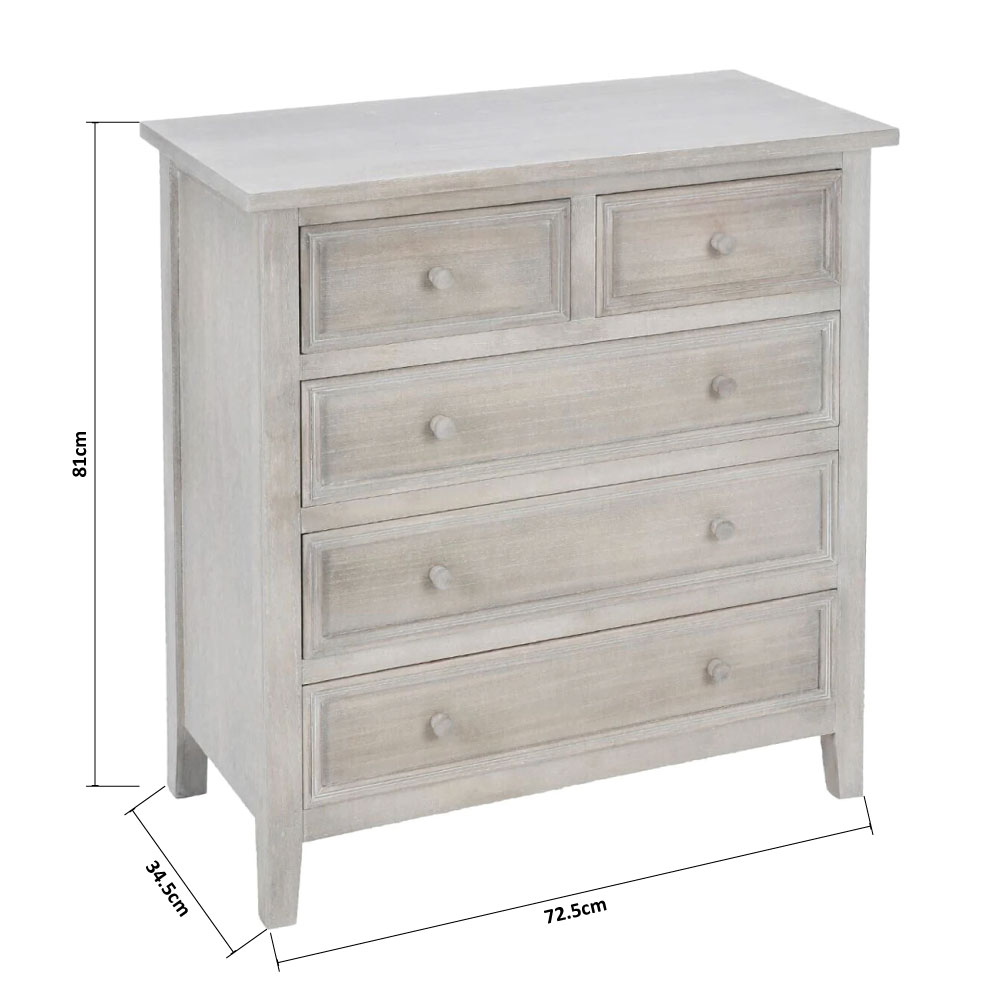Συρταριέρα 5 Θέσεων (72 5X34 5X81) A-S Charme Natural 121474C Έπιπλα Συρταριέρες - Ντουλάπια Κρεβατοκάμαρας Spitishop
