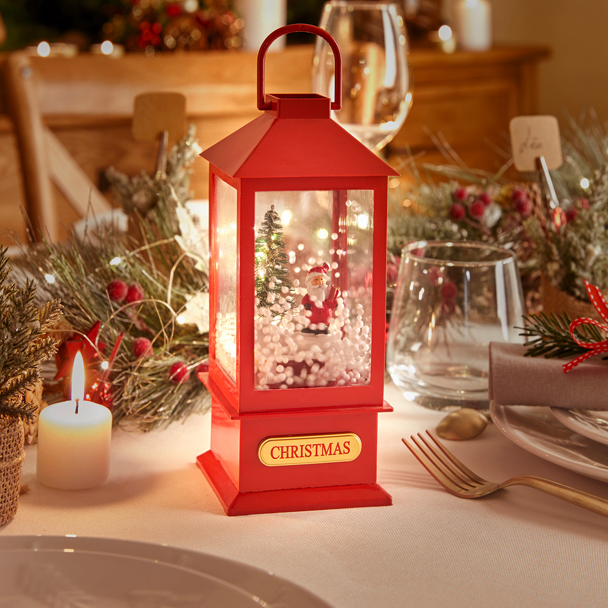 Χριστουγεννιάτικο Φανάρι Με Led (9x9x19.5) A-S Lantern Red 199880