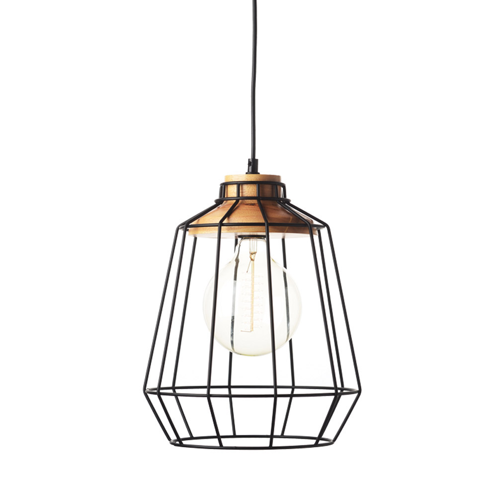 Φωτιστικό Οροφής Μονόφωτο Aca Kennedy KS159326BK Black Mat/Wood