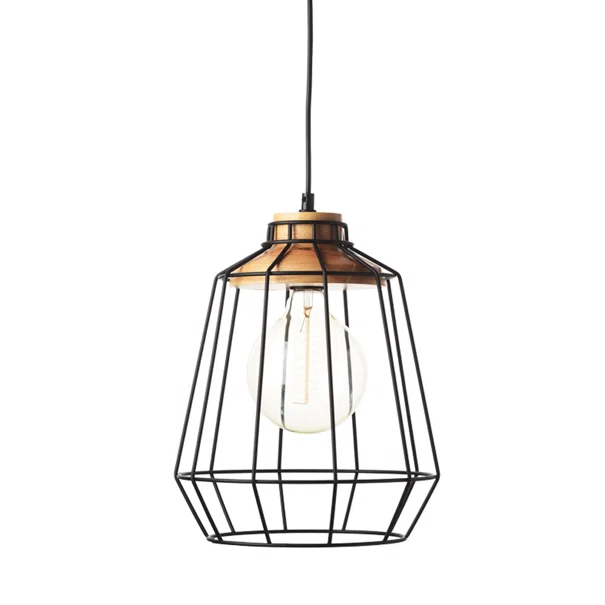 Φωτιστικό Οροφής Μονόφωτο Aca Kennedy KS159326BK Black Mat/Wood