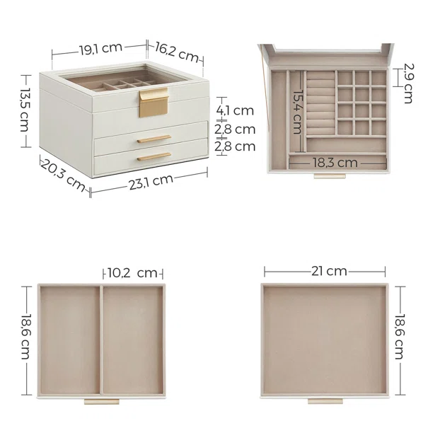 Μπιζουτιέρα Κουτί Με Συρτάρια (23.1x20.5x13.5) Songmics JBC239WTV1