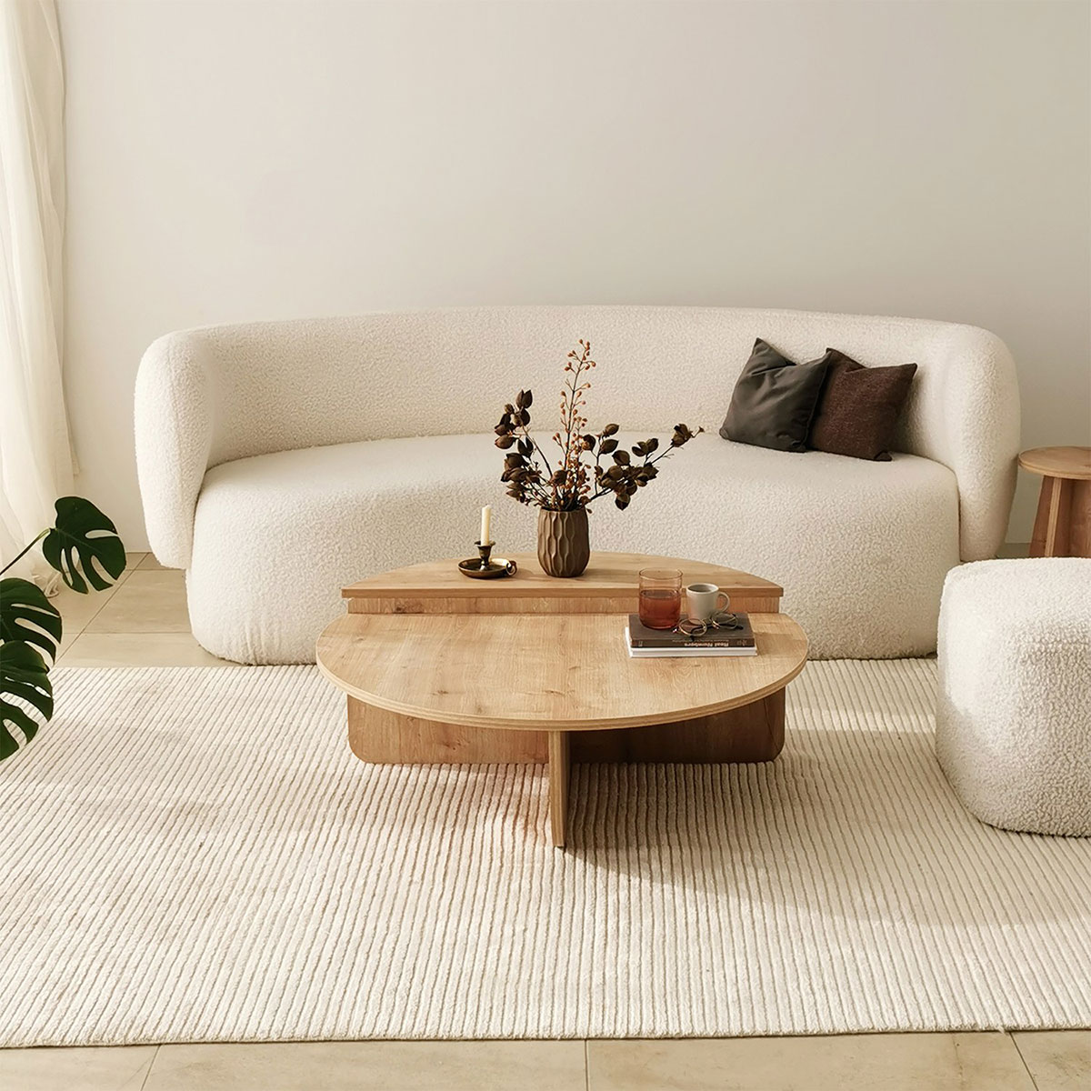 Τραπέζια Σαλονιού (Σετ 2Τμχ) A-G Podium 552Nos2270 Oak Έπιπλα Τραπεζάκια Στρογγυλά Spitishop