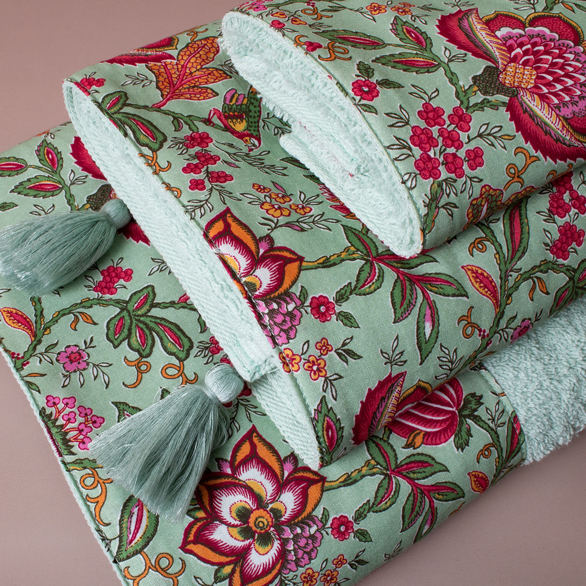 Πετσέτες Μπάνιου (Σετ 3Τμχ) White Fabric Pia Light Green 500Gsm Λευκά Είδη Σετ Spitishop