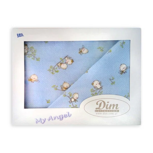 Φανελένια Σεντόνια Κούνιας (Σετ) Dimcol Birds 14 Blue