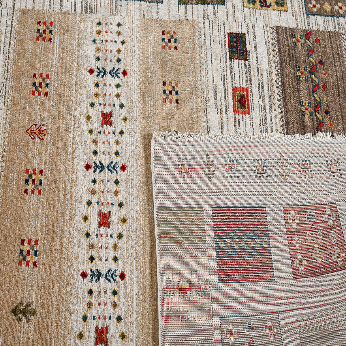 Χαλί (140X200) Polcarpet Kazak Oriental 580 Bone Beige Χαλιά Σαλονιού Χειμερινά Boho Spitishop