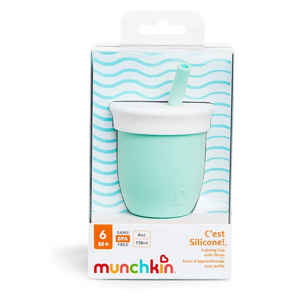 Ποτήρι Εκπαιδευτικό 118ml Με Καλαμάκι Munchkin C'Est Silicone Mint