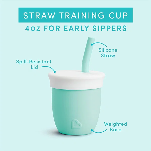 Ποτήρι Εκπαιδευτικό 118ml Με Καλαμάκι Munchkin C'Est Silicone Mint