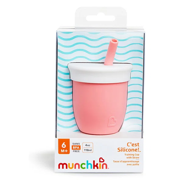 Ποτήρι Εκπαιδευτικό 118ml Με Καλαμάκι Munchkin C'Est Silicone Coral