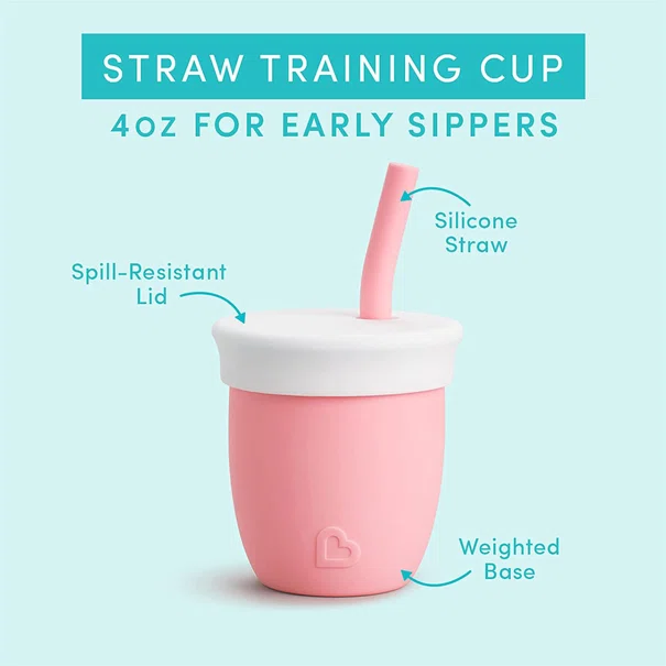 Ποτήρι Εκπαιδευτικό 118ml Με Καλαμάκι Munchkin C'Est Silicone Coral