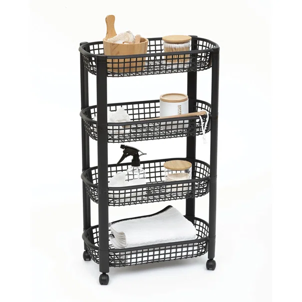 Τρόλεϊ/Ραφιέρα 4 Θέσεων (46.5x25.5x79) F-V Basket Trolley Black 189990A