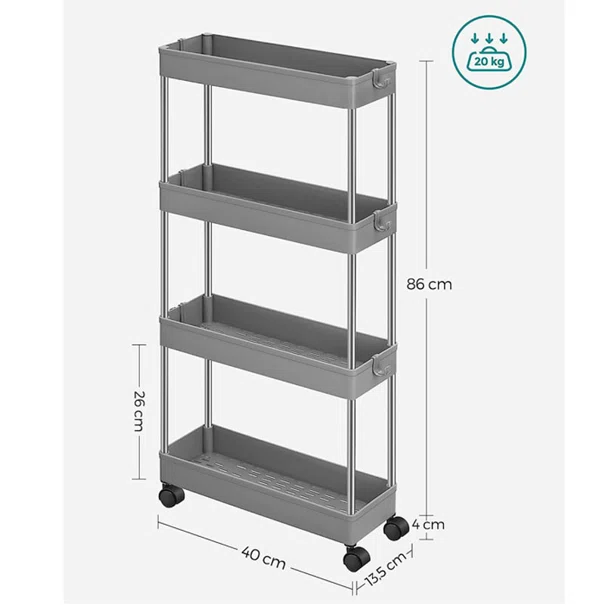 Τρόλεϊ/Ραφιέρα 4 Θέσεων (40x13.5x88) Songmics KSC008G01
