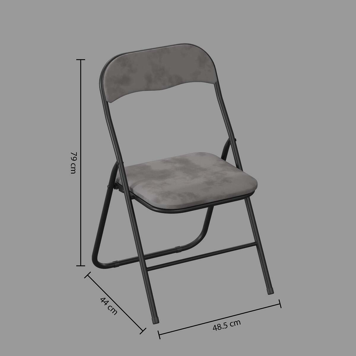 Πτυσσόμενη Καρέκλα Κουζίνας (44X45X79) F-V Velours Gris 164715B Έπιπλα & Τραπεζαρίας Καρέκλες Spitishop